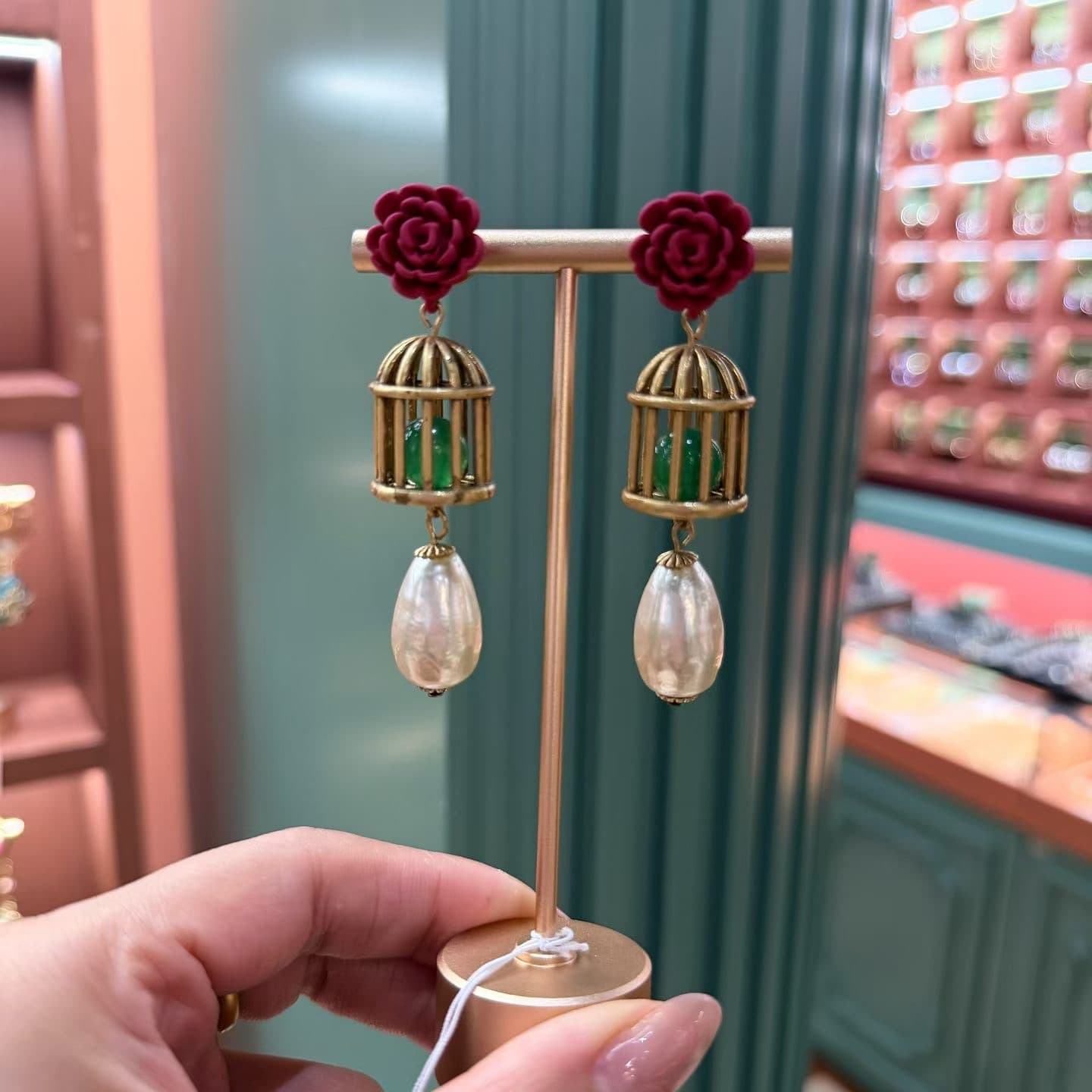 Caged Rose Pearl Drops