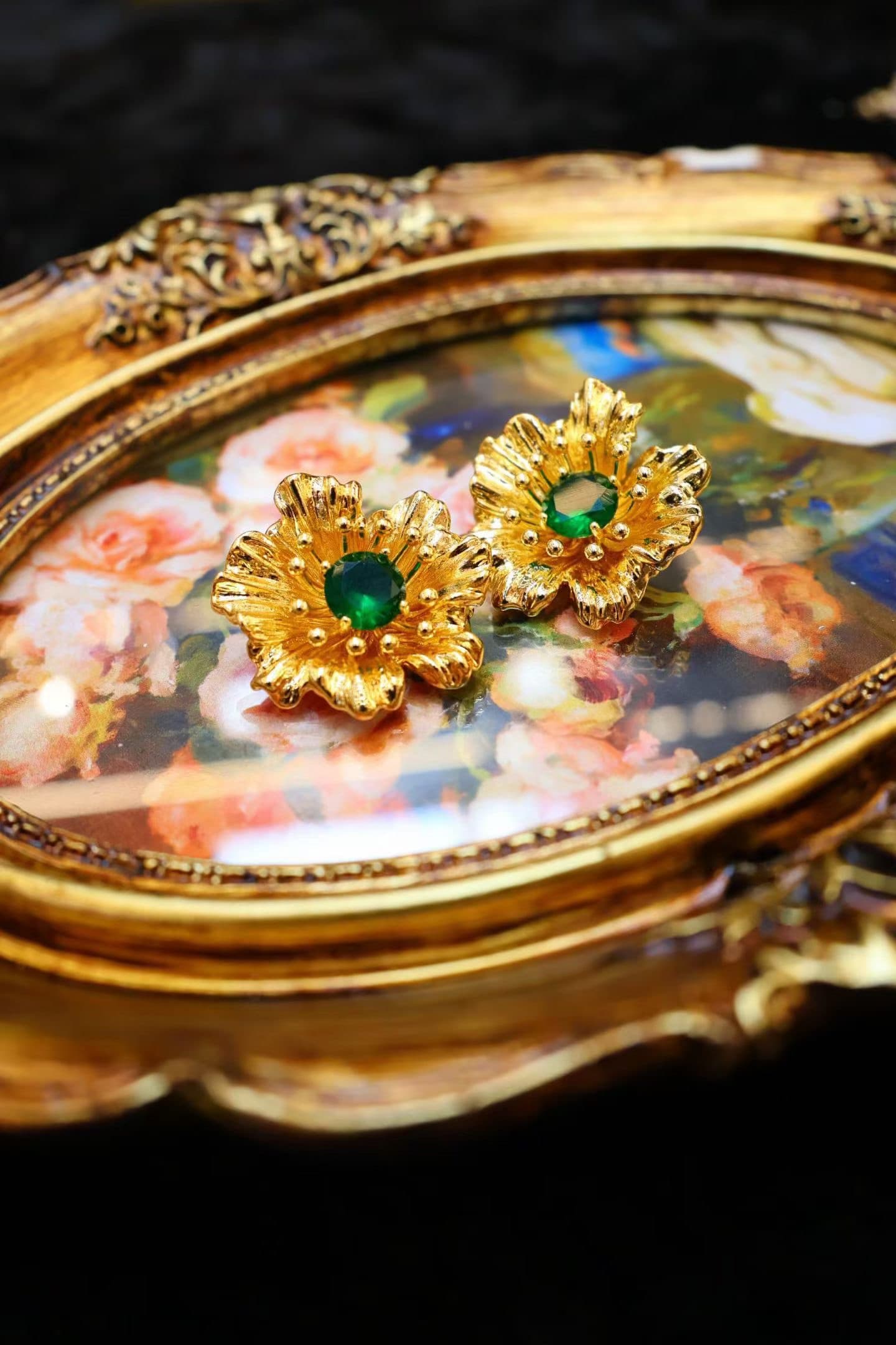 Emerald Sunburst Studs